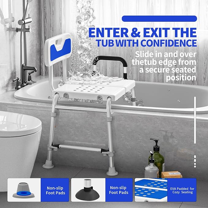 Heavy Duty Width Adjustable Bath Tub Transfer Shower Bench - Image 4