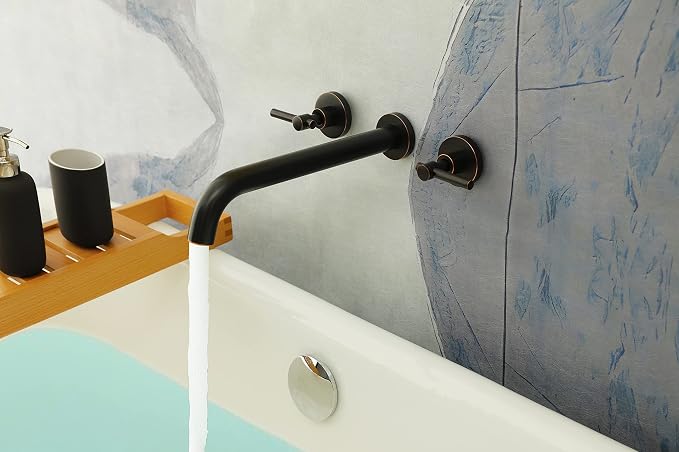 Wall Mount Tub Filler，Two Handle Bathtub Faucet, Extra Long Spout Reach - Image 2