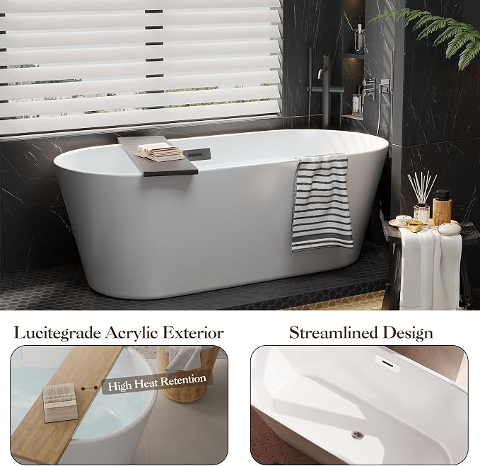 59 in Acrylic Freestanding Bathtub - Image 3
