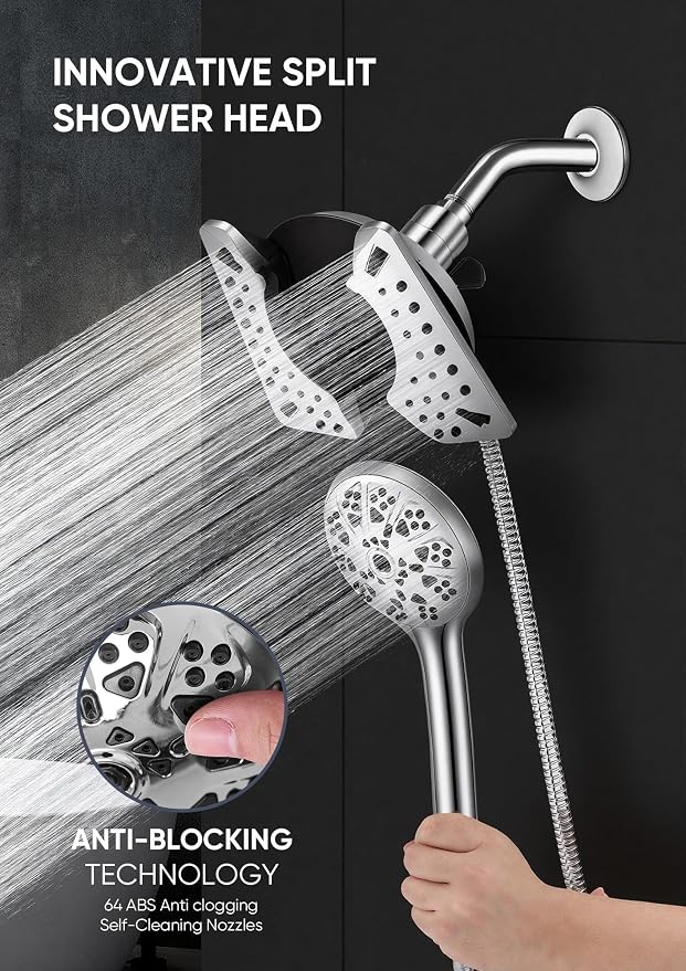 Shower Head with Handheld High Pressure, Rain Shower Head with Fixed Showerhead - Image 4