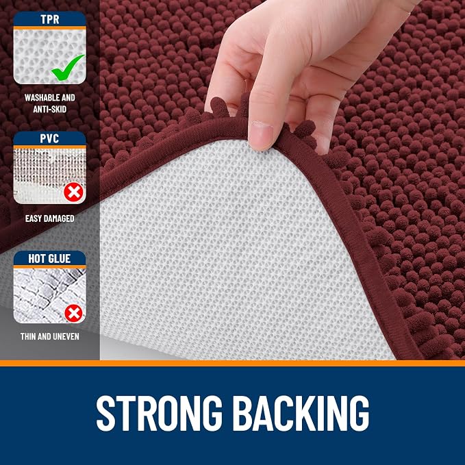 OLANLY Bathroom Rugs 36x24, Extra Soft Absorbent Chenille Bath Rugs, Rubber - Image 6