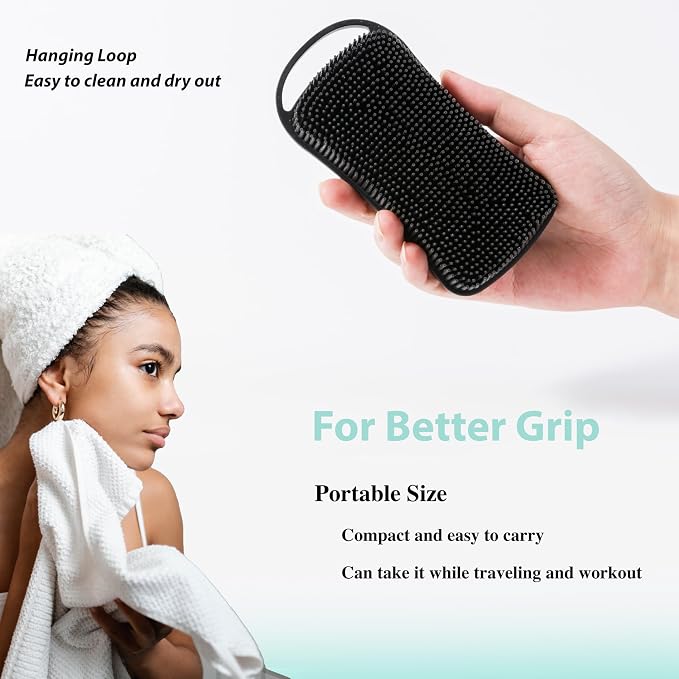 2 PC Silicone Body Scrubber, 2 in 1 Exfoliating Shower Bath Scrubber, Soft - Image 3