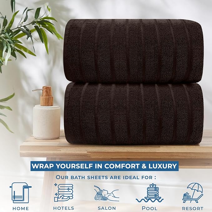 DAN RIVER Pack of 2 Bath Sheet 35x70 Inches, Ribbed Oversized Bath Sheets Towels - Image 5