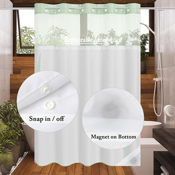 Gibelle No Hook Waffle Weave Shower Curtain - Image 3