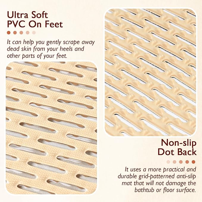 Extra Large Non-Slip Shower Mat, Fast-Dry PVC Bath Stall Tub Mat, Drain-Hole - Image 2