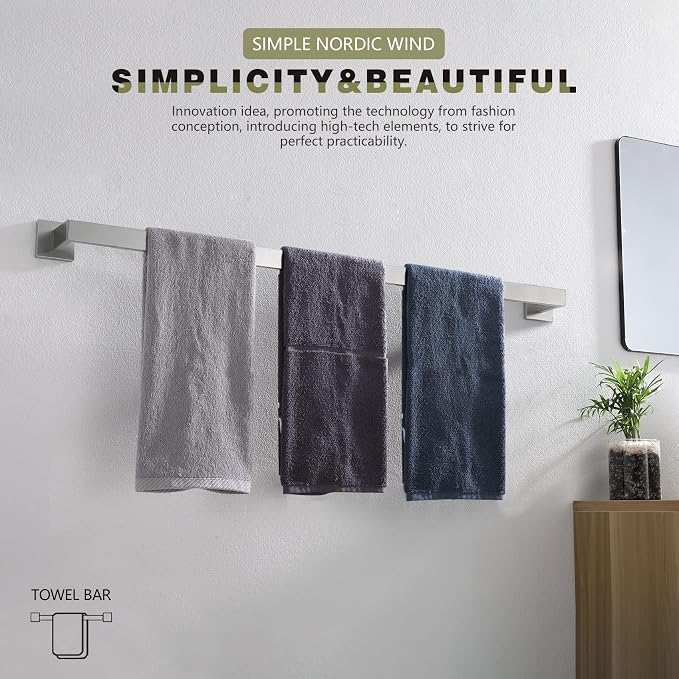 KOKOSIRI 36-Inch Single Towel Bar, Bathroom Kitchen Towel Holder, Wall Mounted - Image 6