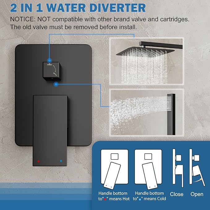 Black Shower System, Shower Faucet Set - Image 5