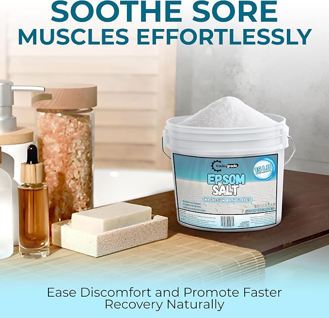Epsom Salt Bath Soak 15 lb Bucket – Unscented, Pure Epsom Salt Bulk Crystals - Image 8