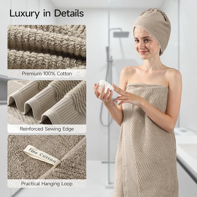 REDKISS 8-Piece Premium Towel Set, 2 Bath Towels, 2 Hand Towels, 4 Washcloths - Image 4