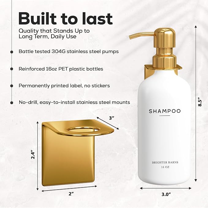 Luxury Shampoo and Conditioner Dispenser Set Wall Mounted by Brighter Barns - Image 3