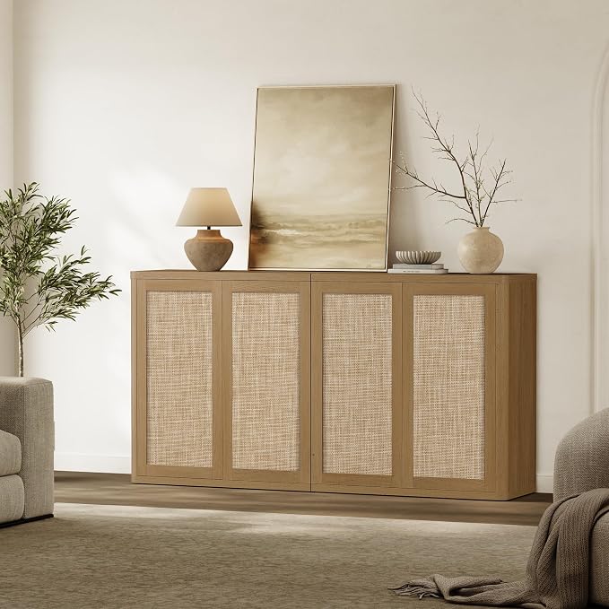 SICOTAS 64" Rattan Modular Buffet Sideboard Storage Cabinet - Image 4