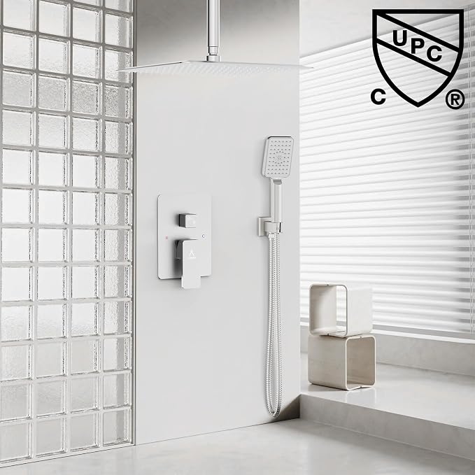 Rain Shower System 12IN Modern Brass Faucet Set - Image 2
