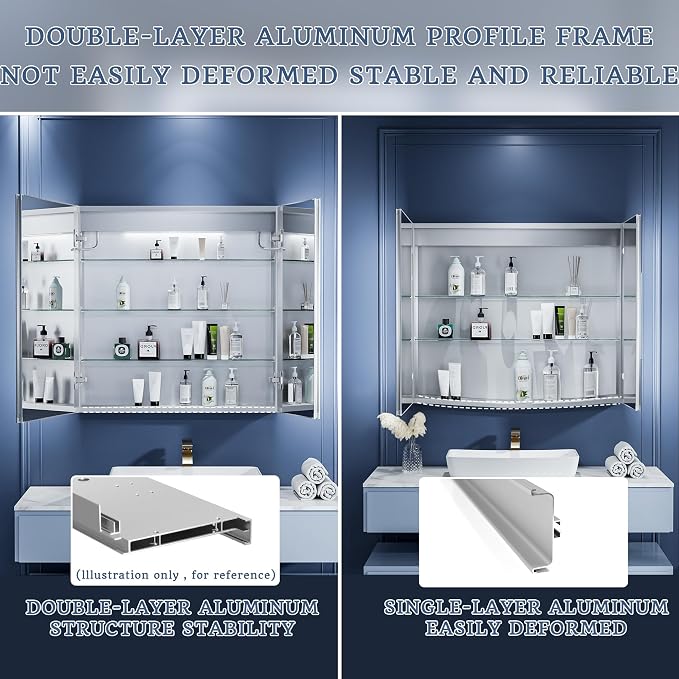 ExBrite LED Lighted Bathroom Medicine Cabinet - Image 7