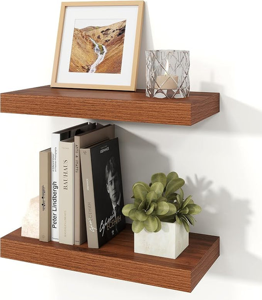 Floating Shelves for Wall, 7.9" Deep Wall Mounted Wood Shelves for Bathroom by Unknown