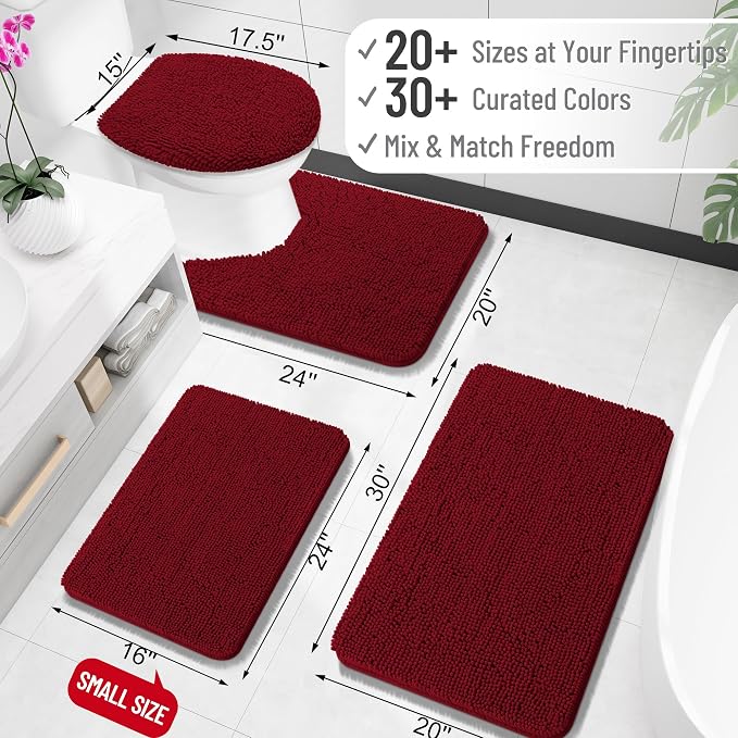 OLANLY Bathroom Rugs 24x16, Extra Soft Absorbent Chenille Bath Rugs, Rubber - Image 2