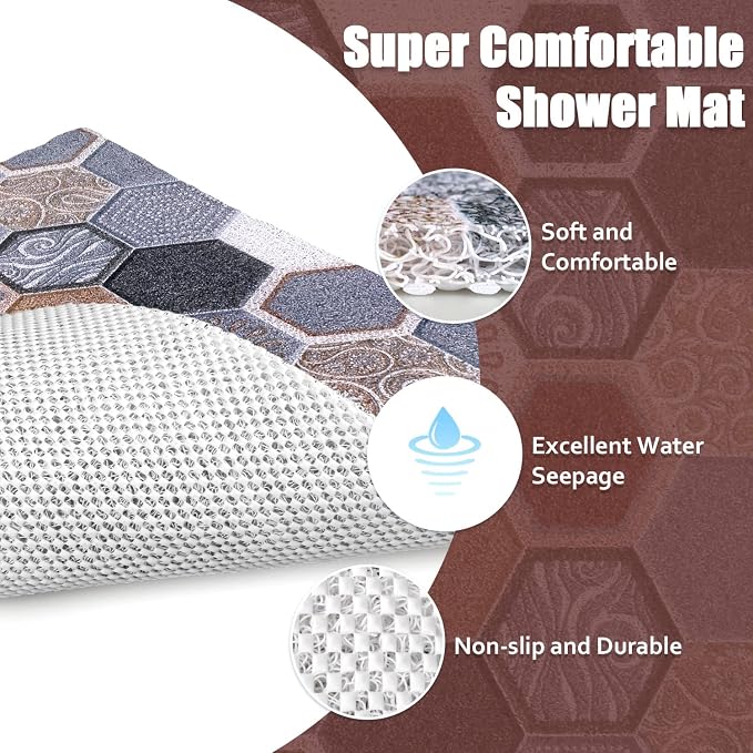 Shower Mat Bathtub Mat Non-Slip, 32x32 Inch, Soft Comfort Bath Mat - Image 6