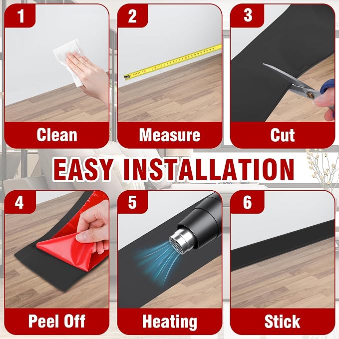 Vinyl Baseboard Molding Trim 4 Inch x 100 Feet Peel and Stick Baseboard Trim - Image 6