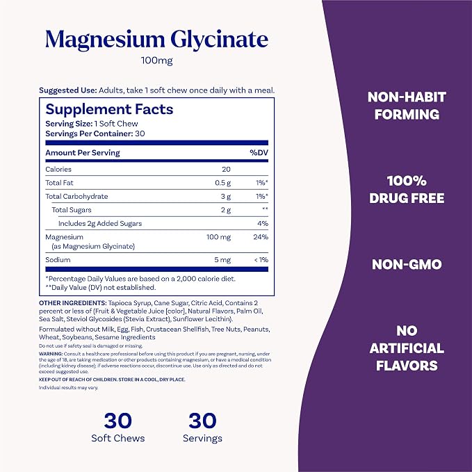 Natrol Magnesium Glycinate Supplements 100mg, Cherry Lemon Soft Chews - Image 4