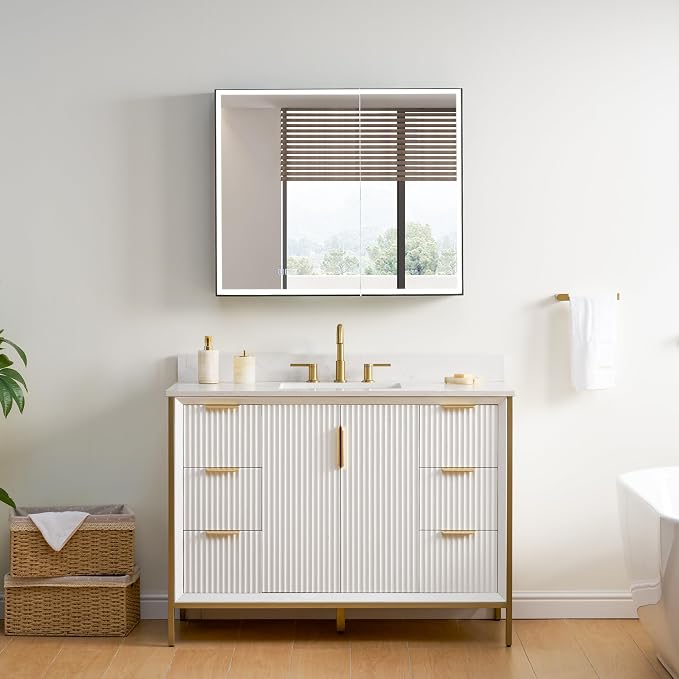 WELLFOR 36" X 30" LED Mirrored Medicine Cabinet, Medicine Cabinets - Image 13