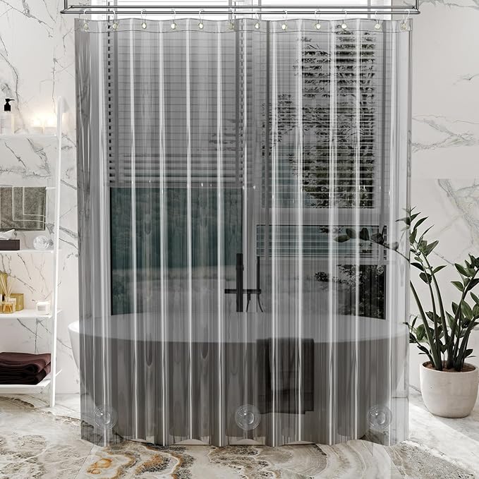 AmazerBath Premium EVA Shower Curtain Clear Grey, Luxury Shower Curtain Grey - Image 8