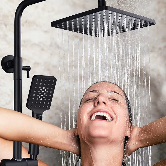 Outdoor Shower Faucet Set 8" Square Shower Head 3 Function Thermostatic - Image 8