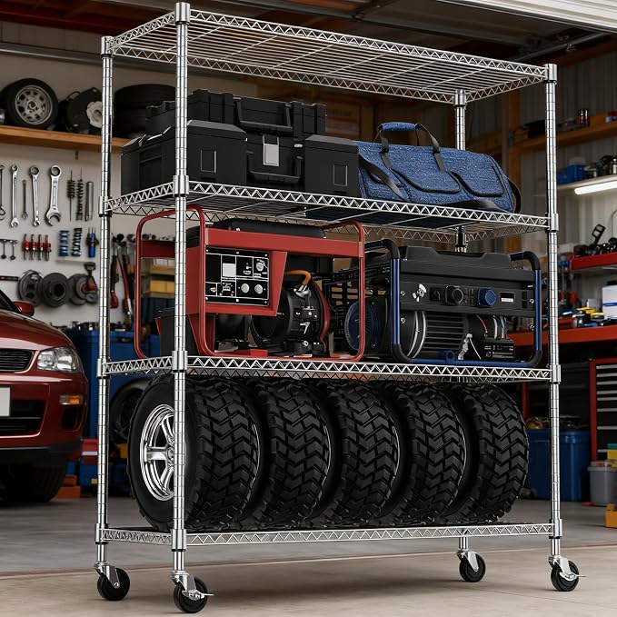 4 Tiers Shelf 1400 lbs Steel Storage Shelving Utility Shelving Unit Steel - Image 7