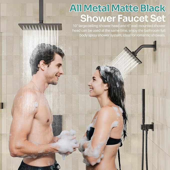Black Shower System, Matte Black Shower Faucet Set - Image 3