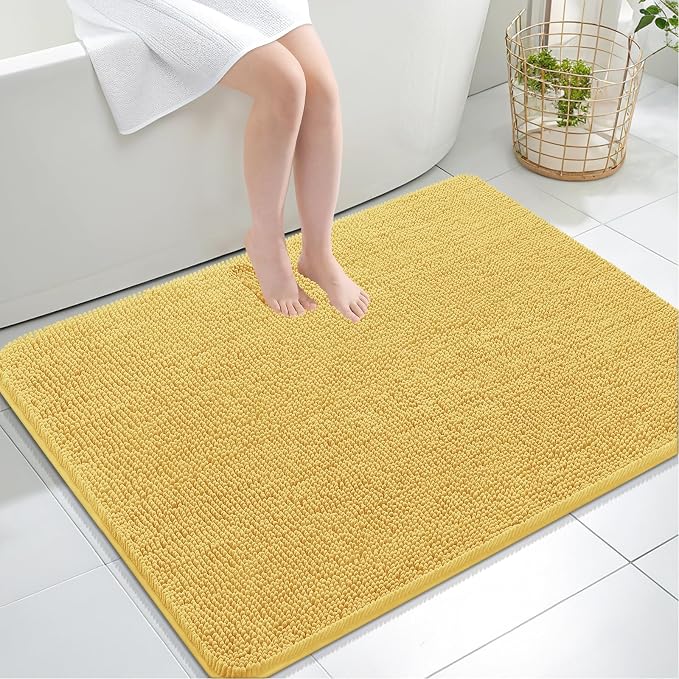 OLANLY Bathroom Rugs 40x32, Extra Soft Absorbent Chenille Bath Rugs, Rubber by OLANLY