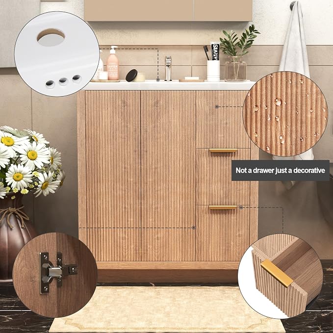 30'' Bathroom Vanity with Ceramic Single Sink Combo, Small Freestanding - Image 5