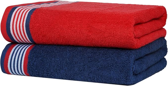 CASA COPENHAGEN He & She 6 Pieces Towel Set- American Blue + Red, 550 GSM 2 - Image 4