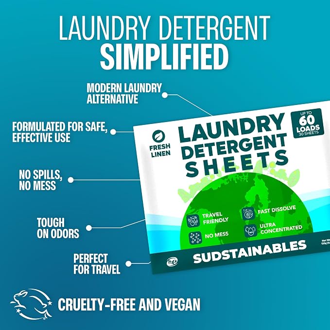 Sudstainables Laundry Detergent Sheets 60 Loads – Dissolvable Laundry Sheet - Image 5