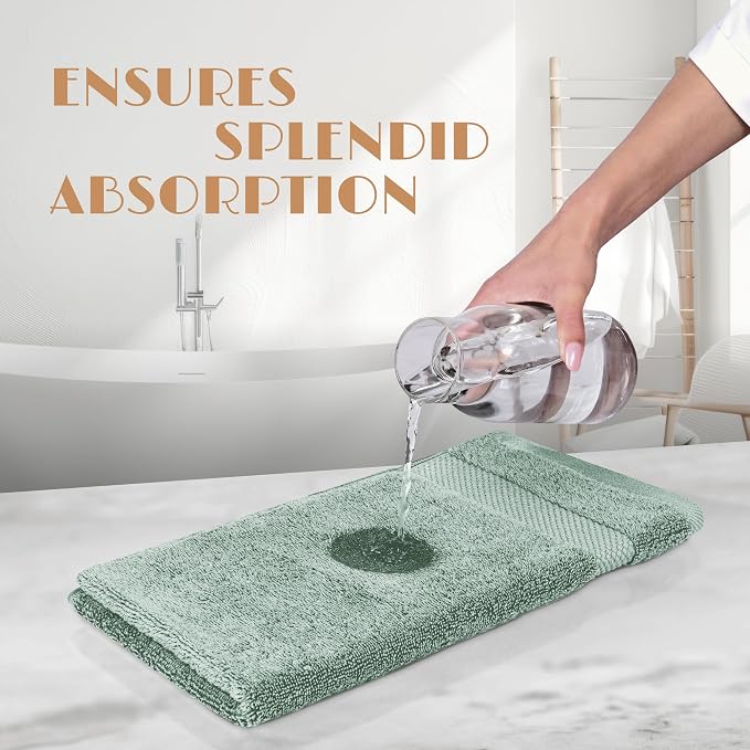 White Classic Green Hand Towels - Image 5