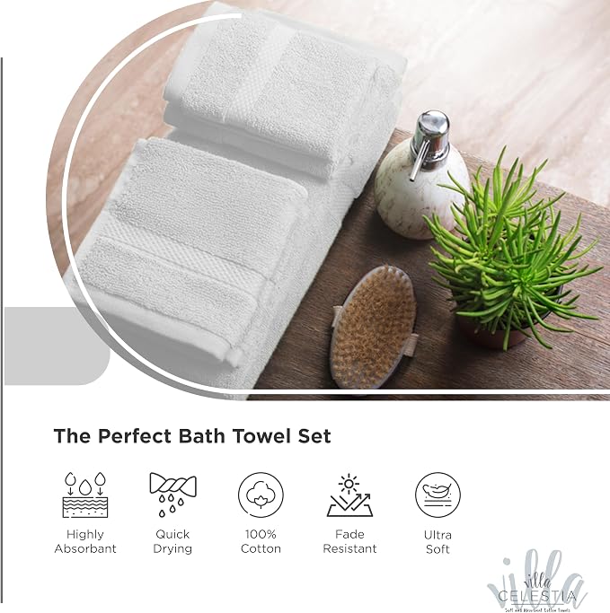 100% Cotton Bath Towel Set of 12-4 Bath Towels, 4 Hand Towels, 4 Wash Cloths - Image 3