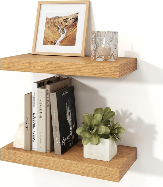 Floating Shelves for Wall, 7.9" Deep Wall Mounted Wood Shelves for Bathroom by Unknown