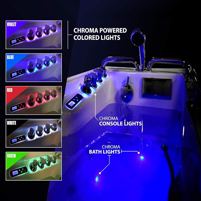 ANZZI Walk-In Whirlpool & Air Tub 27"x53" Left Drain, LED Lights, 30 Jets - Image 8