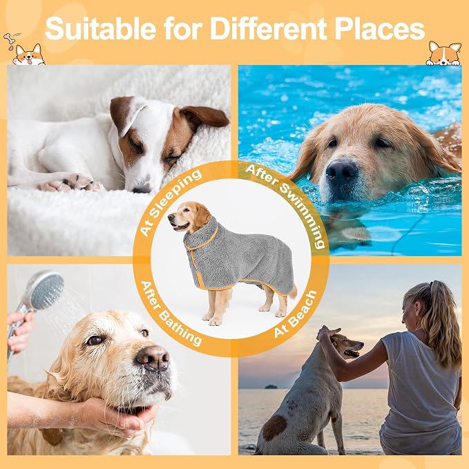 Bienbee Dog Bathrobe, Quick Drying Super Absorbent Dog Robes - Image 6