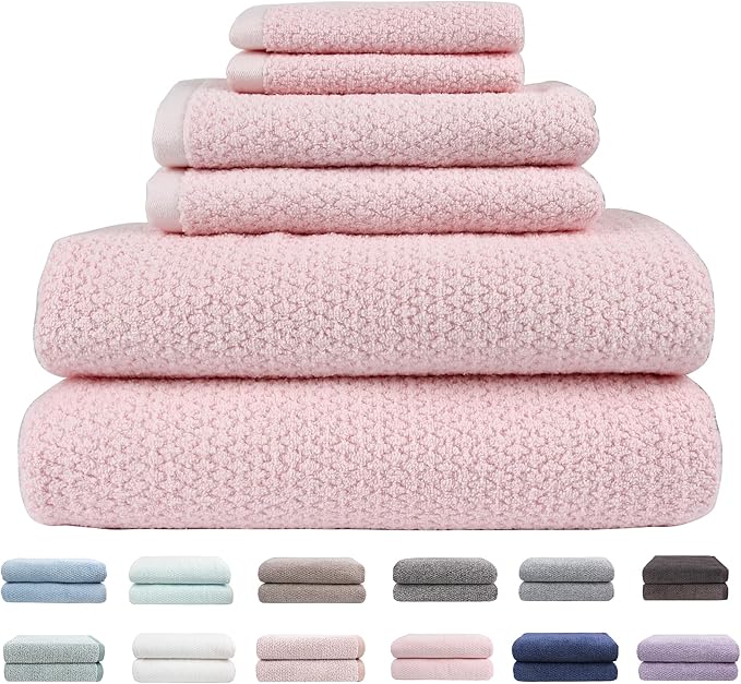 Everplush Diamond Jacquard 6 Pieces Bath Towel Set, Luxury Super Soft Oversized by Everplush
