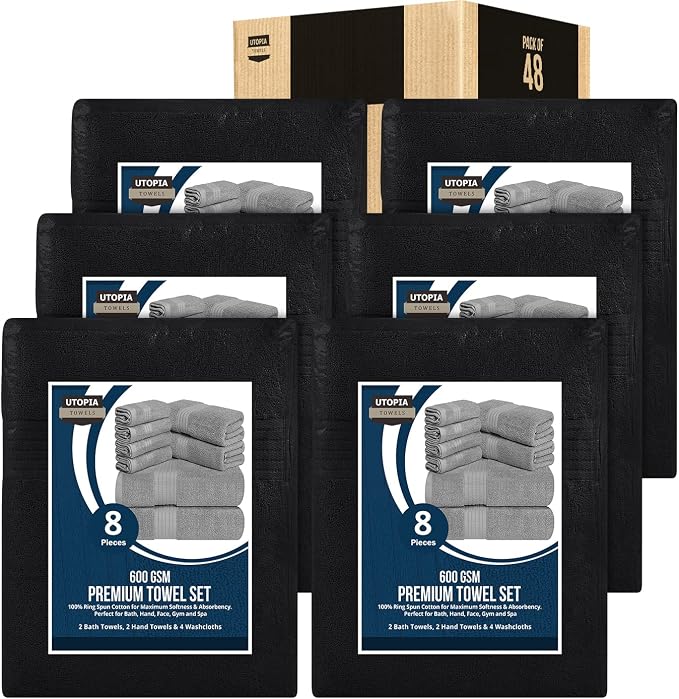 Utopia Towels 48-Piece Premium Towel Set, 12 Bath Towels, 12 Hand Towels by UTOPIATOWELS