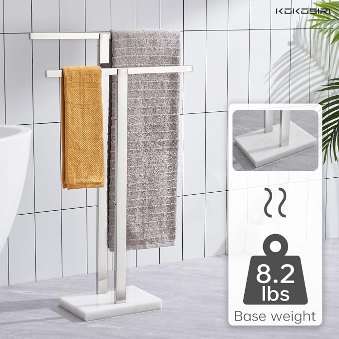 KOKOSIRI Bathroom Towel Rack 2-Tier Standing Towel Bars - Image 3