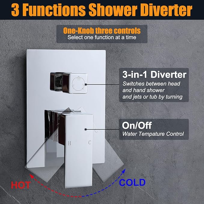 Enga Rain Shower System with Body Jets, 12 Inch Powerful Full Body Shower - Image 6