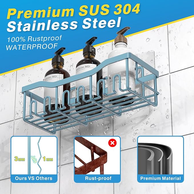 EUDELE Shower Caddy 2 Pack, Adhesive Shower Organizer - Image 6