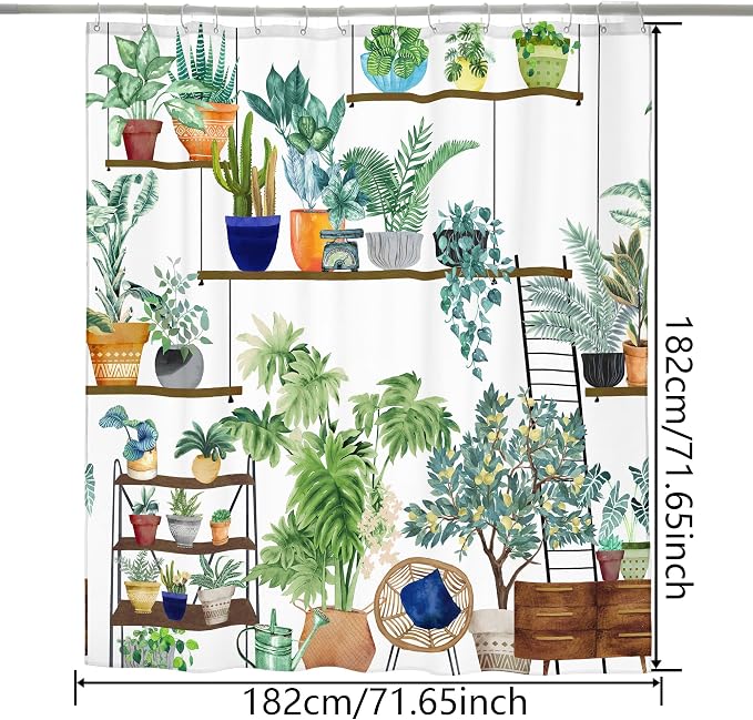 Bohemian Shower Curtain, Boho Floral Print Water Repellent Polyester Fabric - Image 3