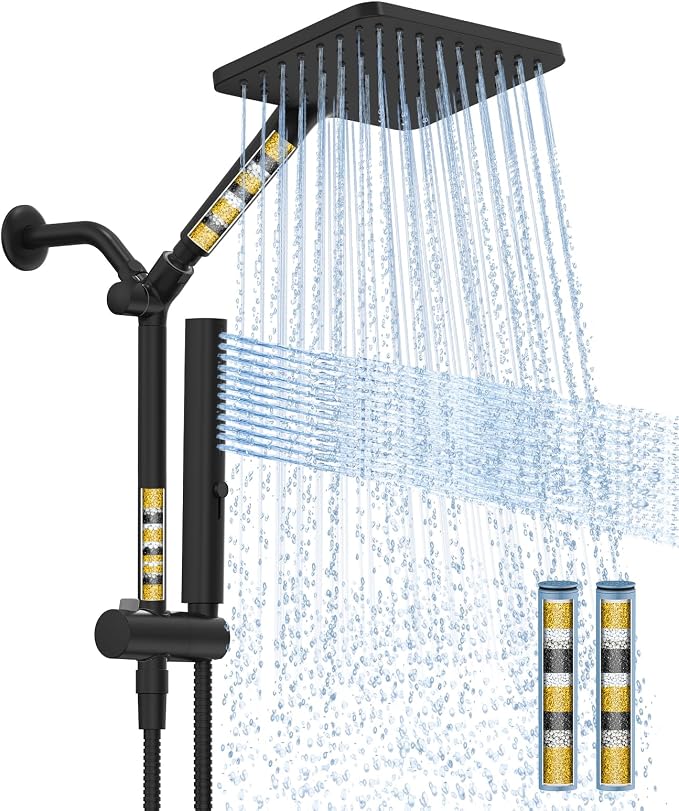 Filtered Shower Head with Handheld Combo High Pressure Shower Head with Filters by HOMBETER