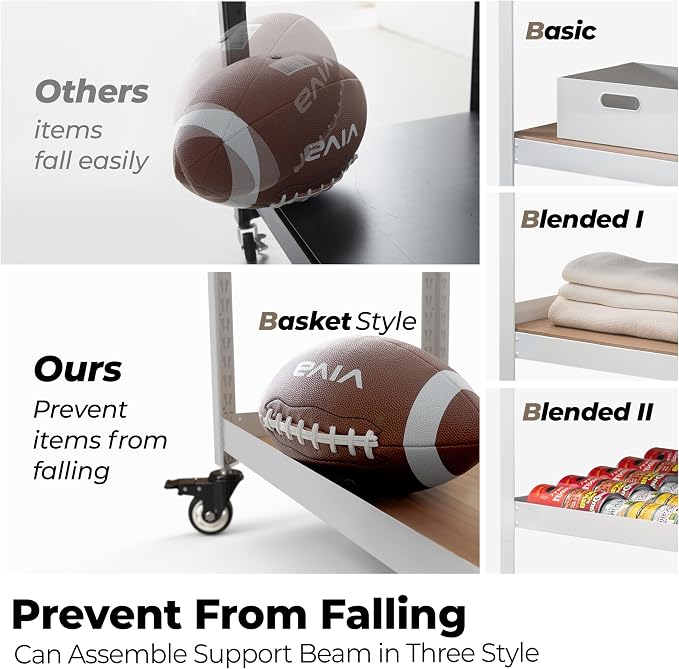 HOMEDANT House 5-Tier Metal Rolling Cart Shelf Rack Casters Heavy Duty - Image 8