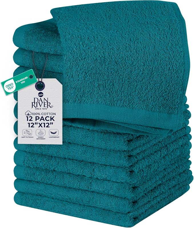 DAN RIVER 12 Pack Wash Cloths for Showering by DanRiver