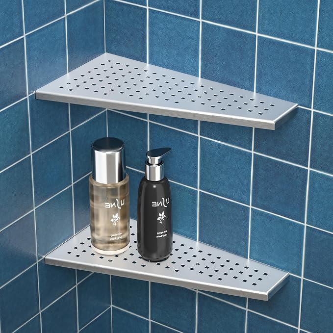 Corner Shower Shelf 2PCS, Trapezoid Shaped Bathroom Shelves 12'' - Image 6
