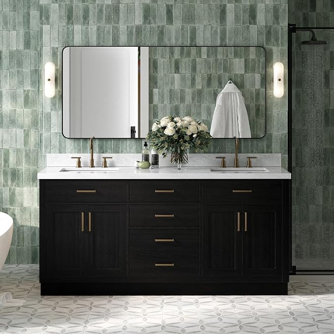 ARIEL Hepburn 73 Inch Double Rectangle Sink Bathroom Vanity by Ariel