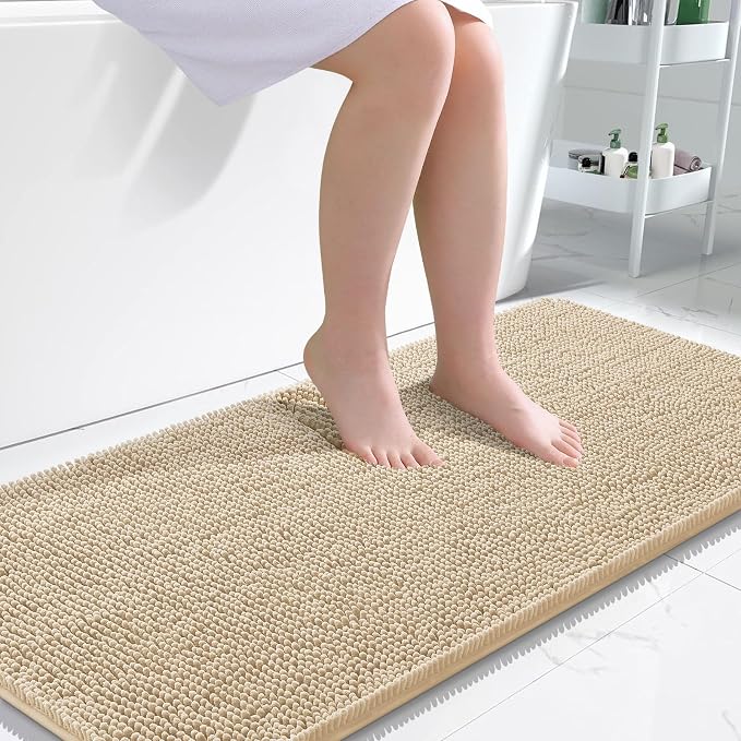 OLANLY Bathroom Rugs 47x24, Extra Soft Absorbent Chenille Bath Rugs, Rubber by OLANLY