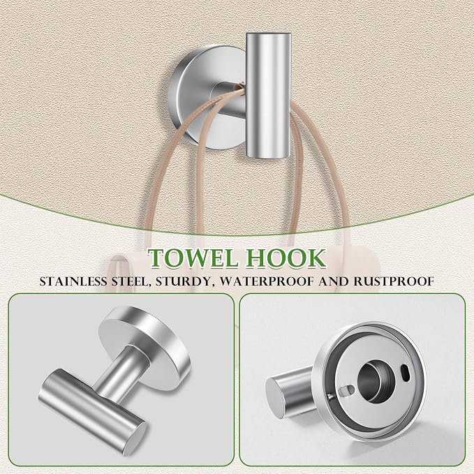 5-Piece Towel Bar Set Brushed Nickel Bathroom Hardware Set Include Towel Bar - Image 5