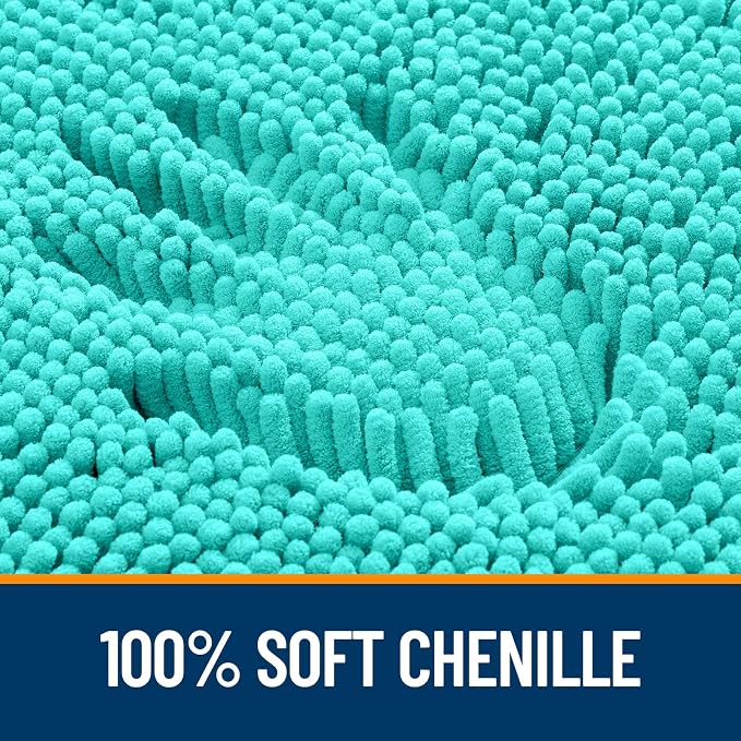 OLANLY Bathroom Rugs 59x20, Extra Soft Absorbent Chenille Bath Rugs, Rubber - Image 3